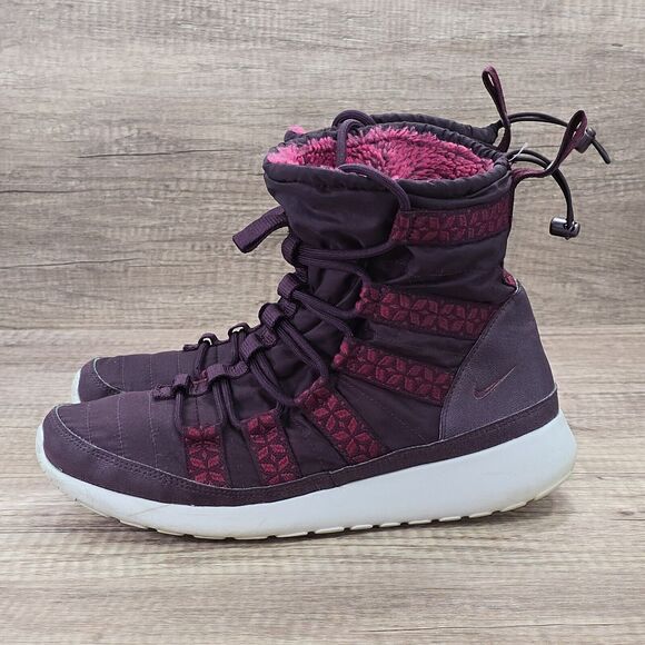 Nike Roshe Run Hi Sneaker Boot Women's Size 9.5 Deep Burgundy Boots (615968-601) - Picture 3 of 9